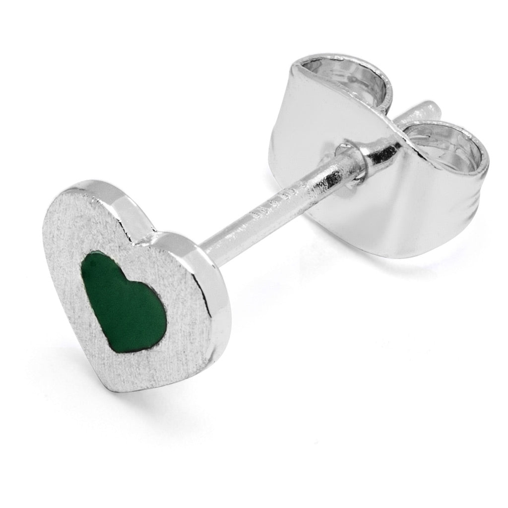 LULU Copenhagen Color Heart boucle d'oreille 1 pièce plaqué argent Ear stud, 1 pcs Green