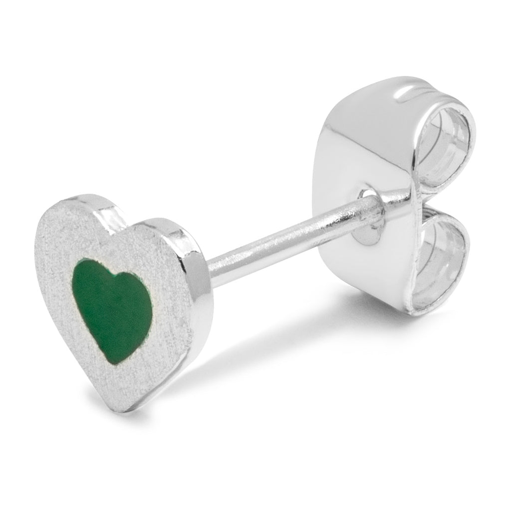 LULU Copenhagen Color Heart boucle d'oreille 1 pièce plaqué argent Ear stud, 1 pcs Green