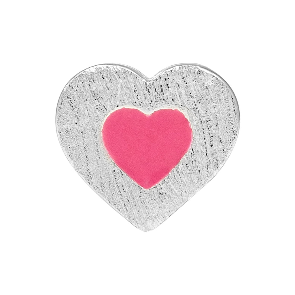 LULU Copenhagen Color Heart boucle d'oreille 1 pièce plaqué argent Ear stud, 1 pcs Pink