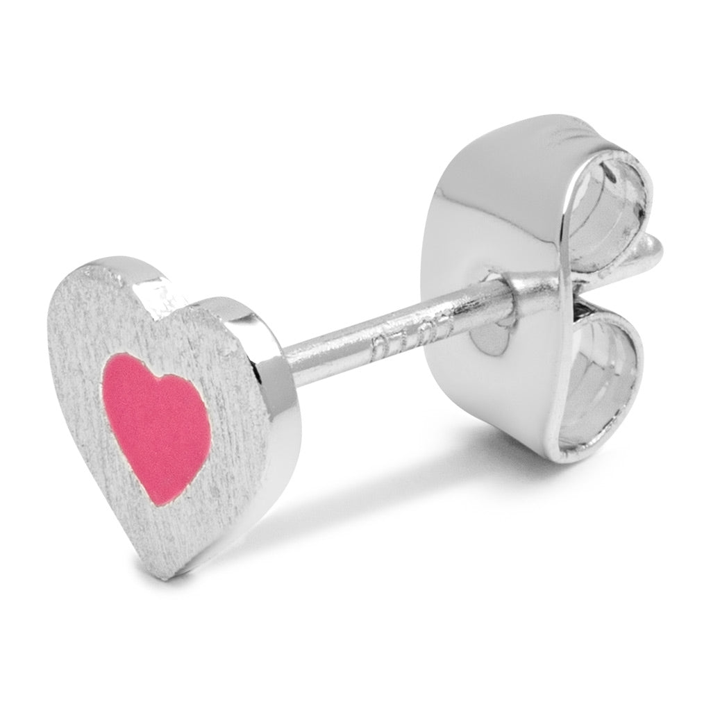 LULU Copenhagen Color Heart boucle d'oreille 1 pièce plaqué argent Ear stud, 1 pcs Pink