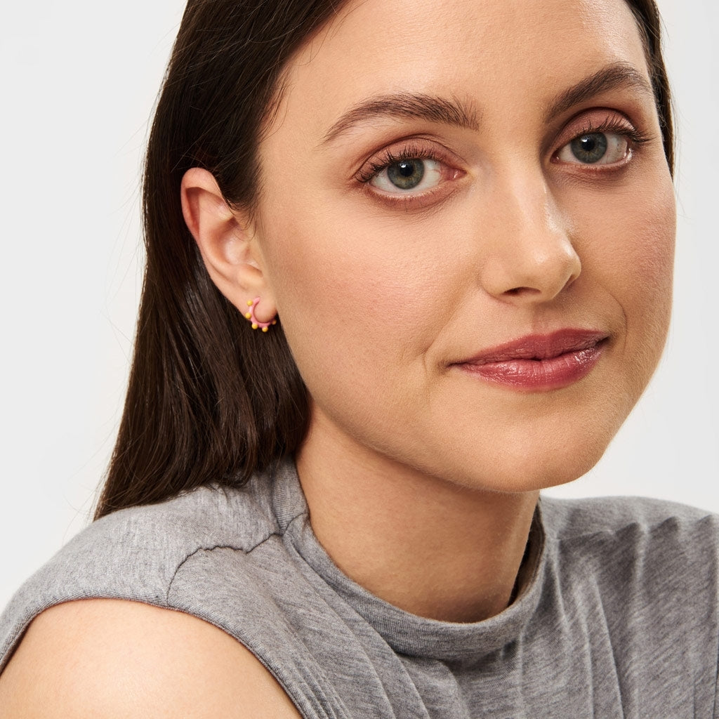 LULU Copenhagen Color Hoop Dot 1 pièce Hoops Rose - Sunflower