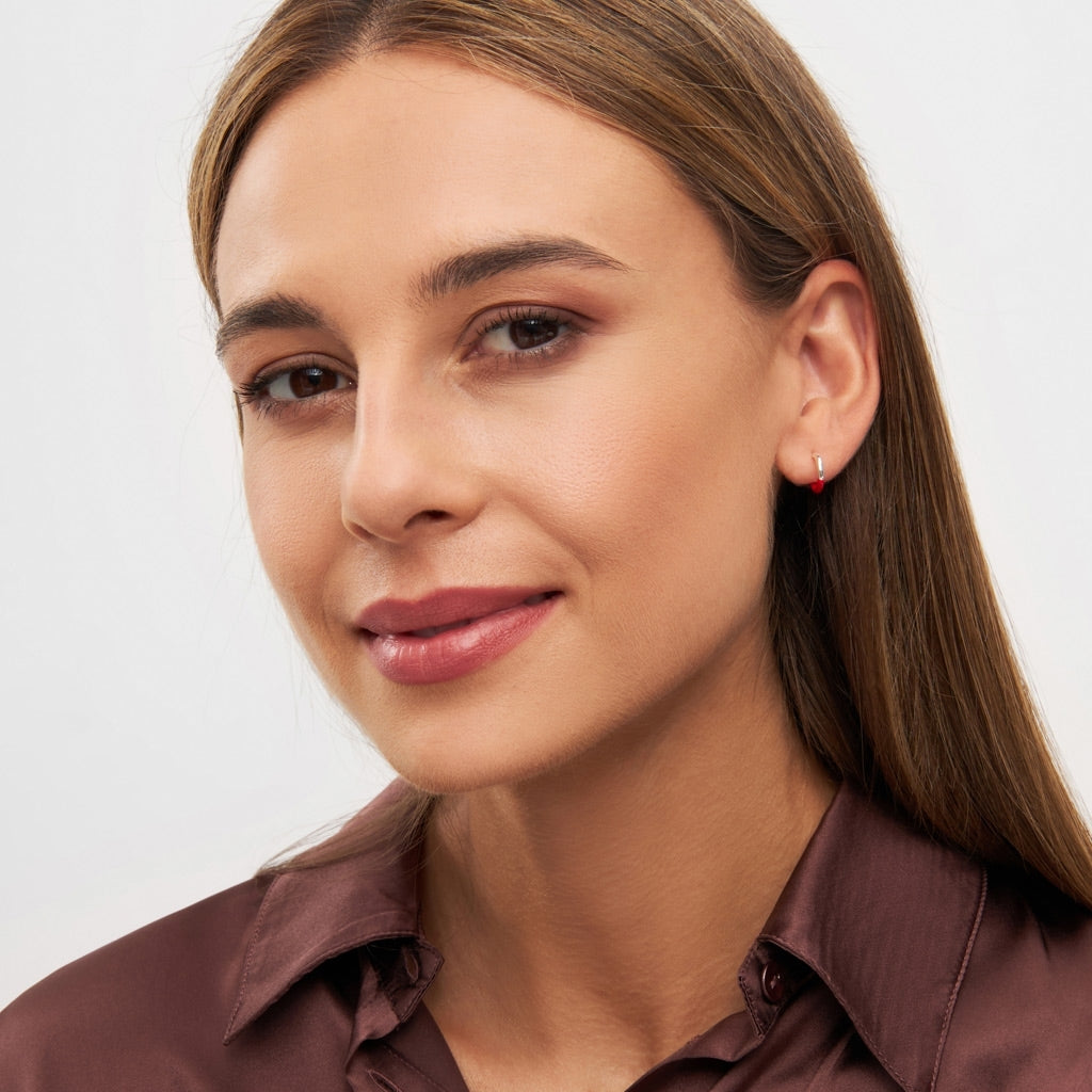 LULU Copenhagen Color Hoop Half Dip boucle d'oreille 1 pièce plaqué argent Hoops Passion Red