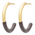 Color Hoop half Dip Medium paires - Laiton plaqué or - Cocoa Powder