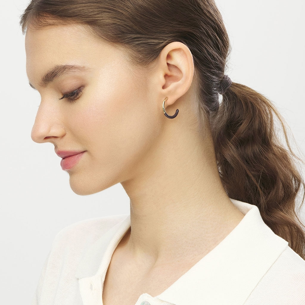 LULU Copenhagen Color Hoop half Dip Medium paires - Laiton plaqué or Hoops Dusty Peach