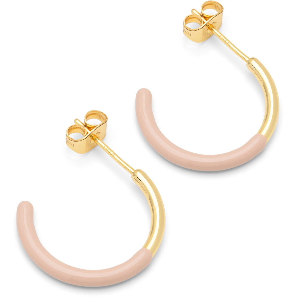 LULU Copenhagen Color Hoop half Dip Medium paires - Laiton plaqué or Hoops Dusty Peach