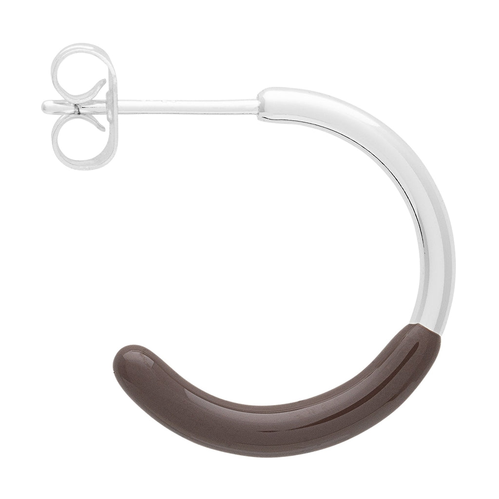 LULU Copenhagen Color Hoop half Dip Medium paires - Plaqué argent Hoops Cocoa Powder