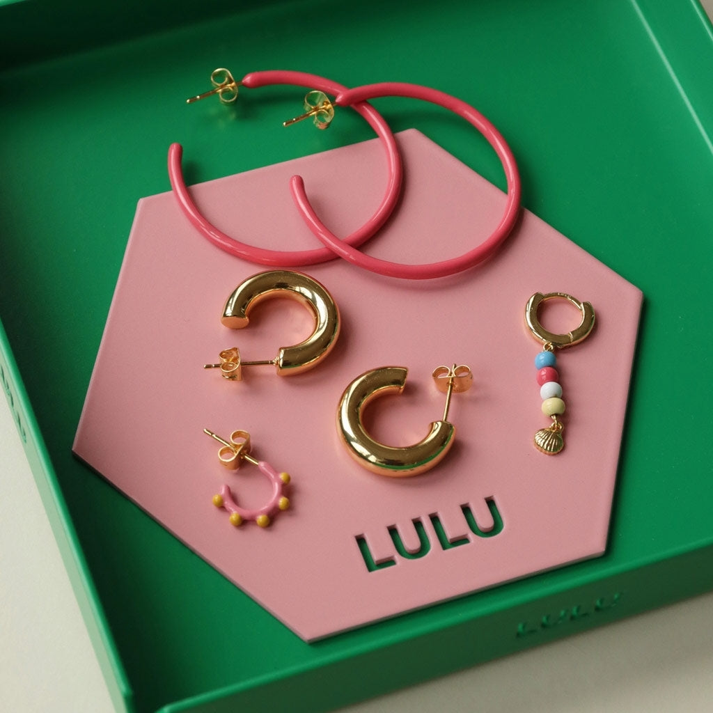 LULU Copenhagen Color Hoops Large Paire Hoops Coral Pink