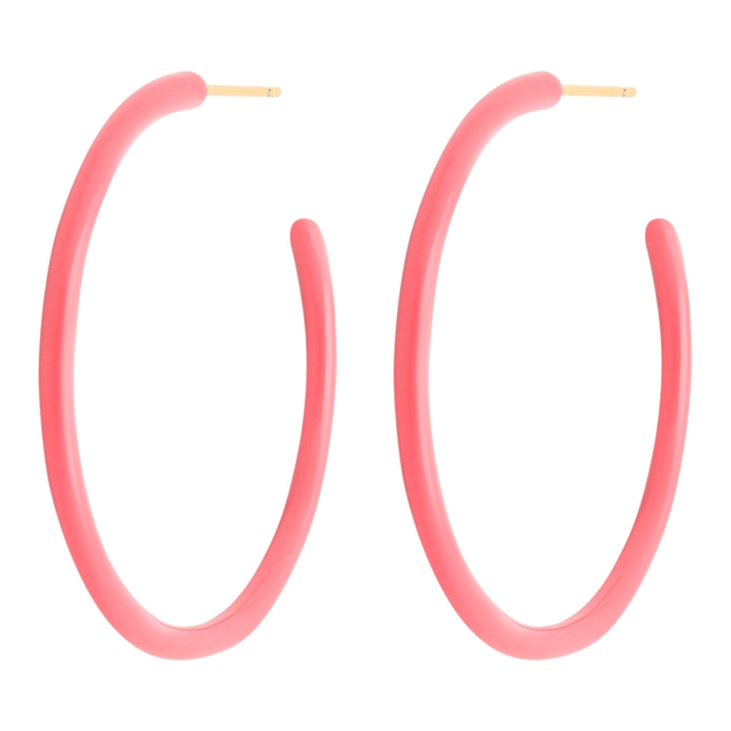 LULU Copenhagen Color Hoops Large Paire Hoops Coral Pink