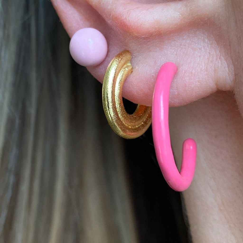 LULU Copenhagen Color Hoops Medium paires Hoops Pink