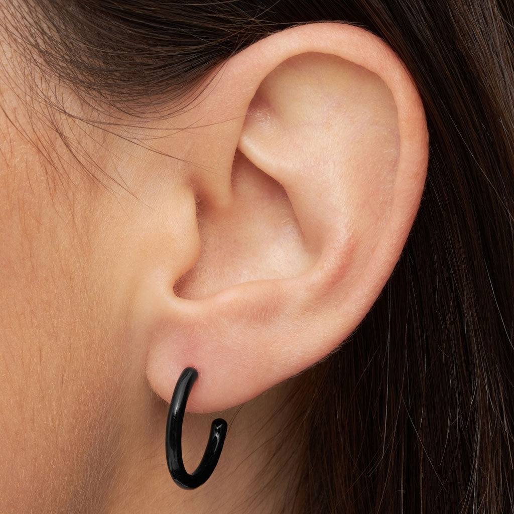 LULU Copenhagen Color Hoops Medium paires Hoops Black