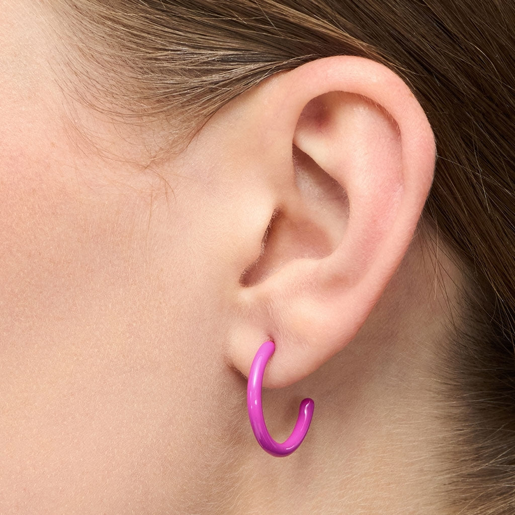 LULU Copenhagen Color Hoops Medium paires Hoops Electric Fuchsia Pink