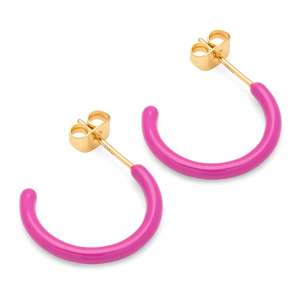 LULU Copenhagen Color Hoops Medium paires Hoops Electric Fuchsia Pink
