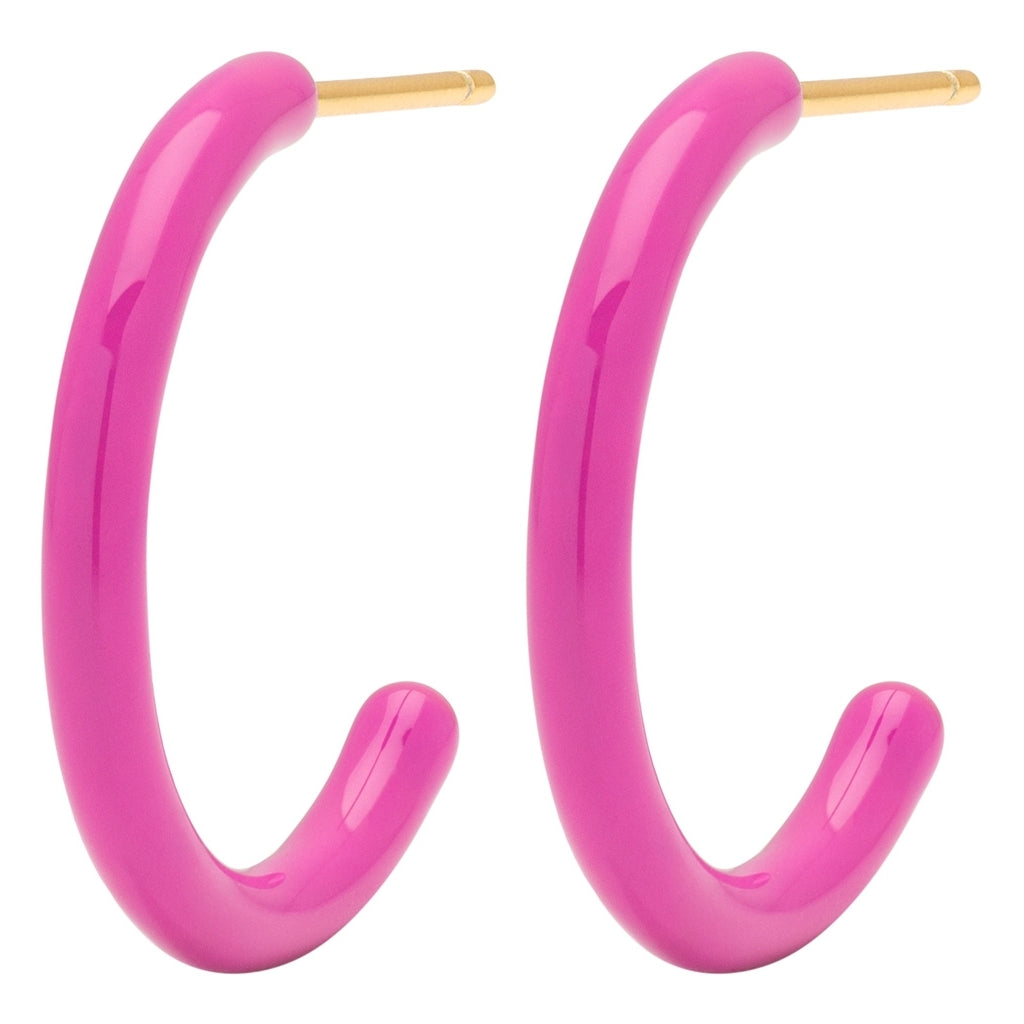 LULU Copenhagen Color Hoops Medium paires Hoops Electric Fuchsia Pink