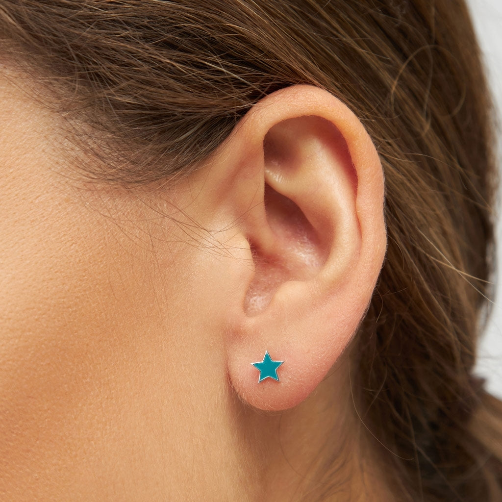 LULU Copenhagen Color Star earring 1 pcs silver Ear stud, 1 pcs Petrol
