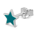 Color Star earring 1 pcs silver - Petrol