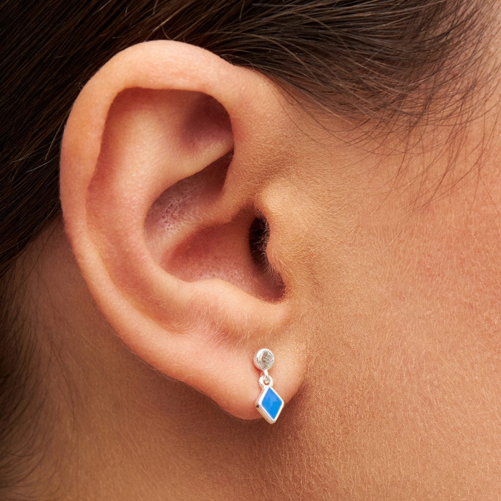 LULU Copenhagen Confetti Dangling boucle d'oreille 1 pièce plaqué argent Ear stud, 1 pcs Blue