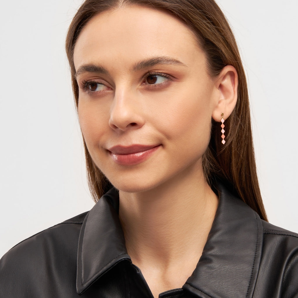LULU Copenhagen Confetti Long boucle d'oreille 1 pièce plaqué or Ear stud, 1 pcs Orange Coral - Light Pink