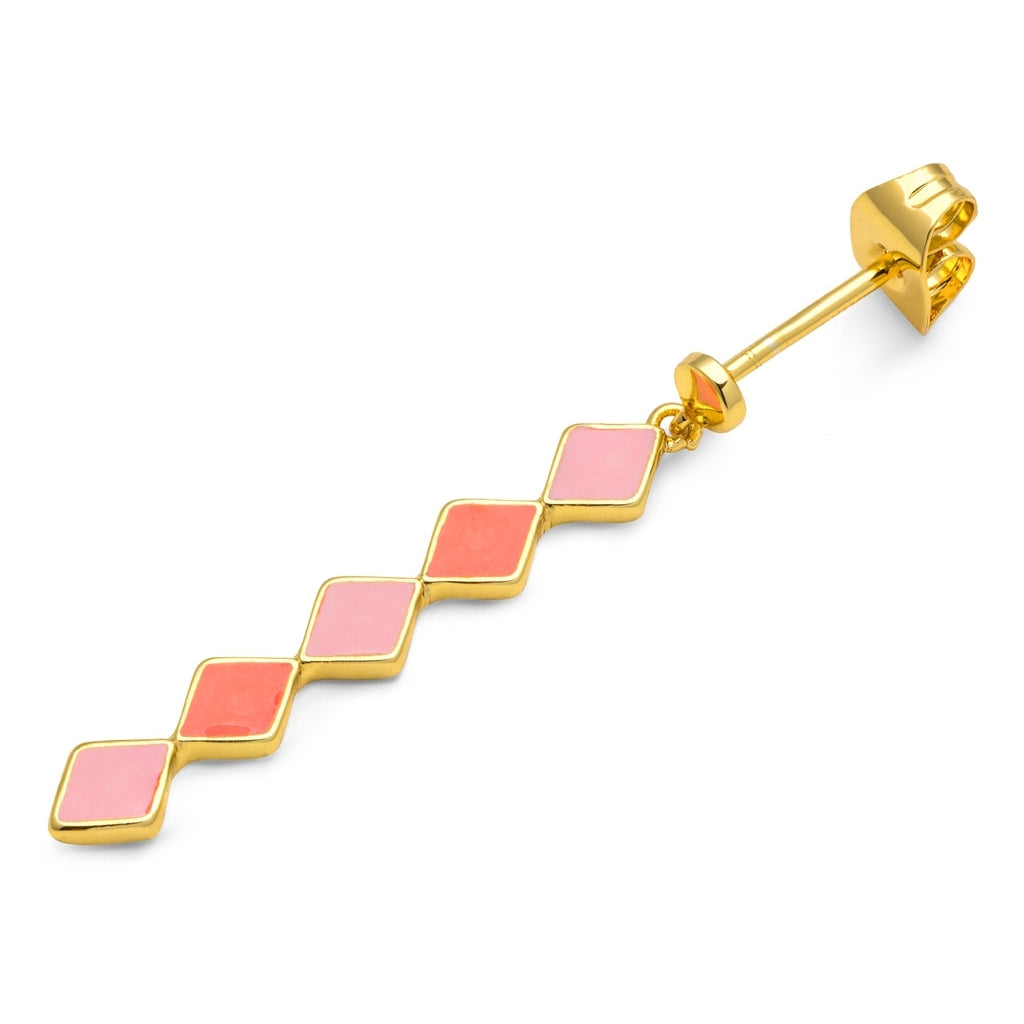 LULU Copenhagen Confetti Long boucle d'oreille 1 pièce plaqué or Ear stud, 1 pcs Orange Coral - Light Pink