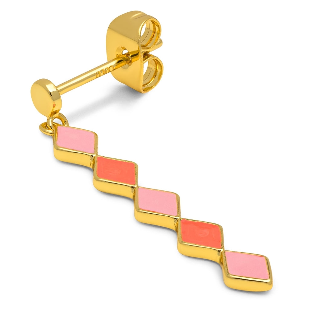 LULU Copenhagen Confetti Long boucle d'oreille 1 pièce plaqué or Ear stud, 1 pcs Orange Coral - Light Pink