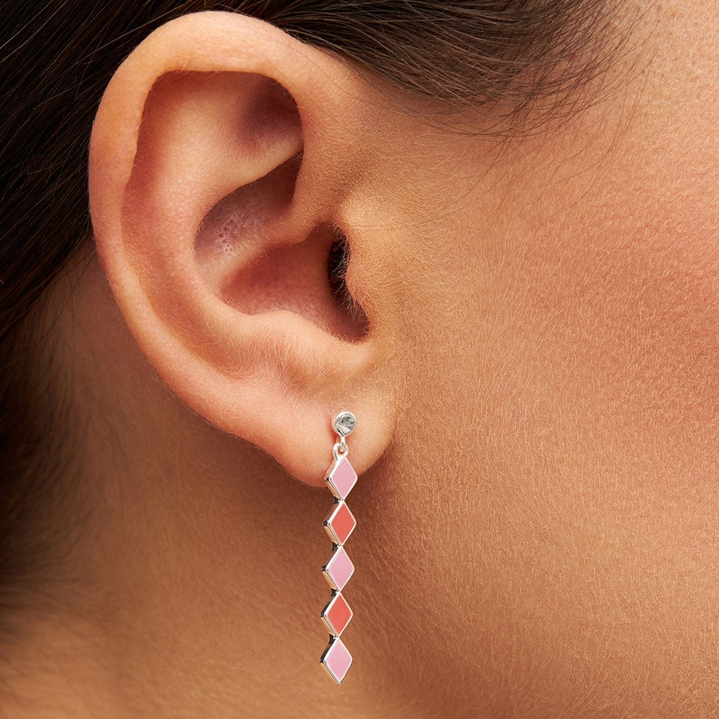 LULU Copenhagen Confetti Long boucle d'oreille 1 pièce plaqué argent Ear stud, 1 pcs Orange Coral - Light Pink