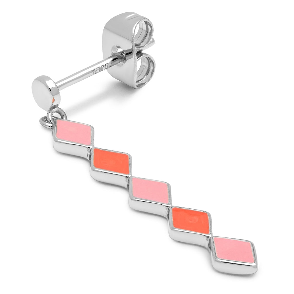 LULU Copenhagen Confetti Long boucle d'oreille 1 pièce plaqué argent Ear stud, 1 pcs Orange Coral - Light Pink