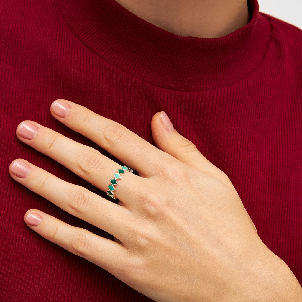 LULU Copenhagen Confetti Ring argent Rings Green