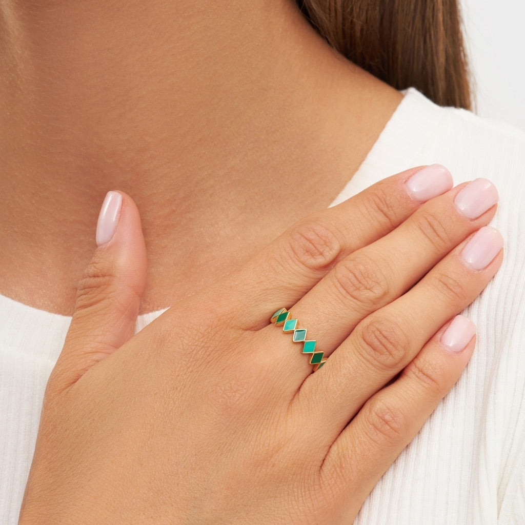 LULU Copenhagen Confetti Ring plaqué or Rings Green