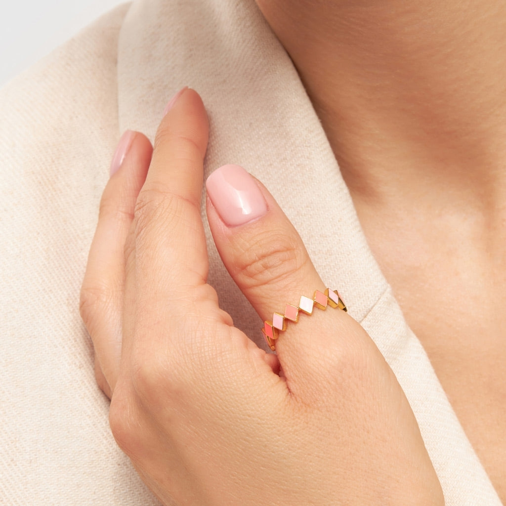 LULU Copenhagen Confetti Ring plaqué or Rings Pink