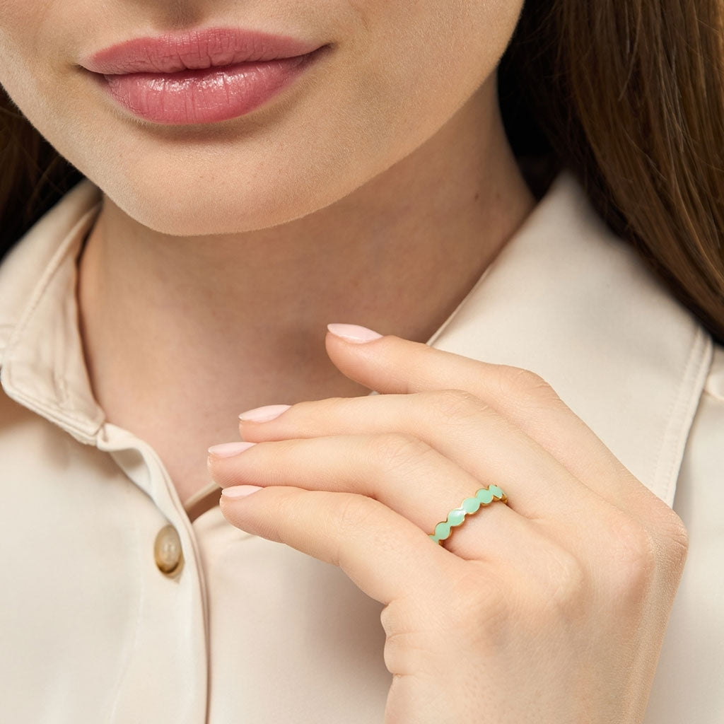 LULU Copenhagen Connected Circles bague Rings Seasalt Green