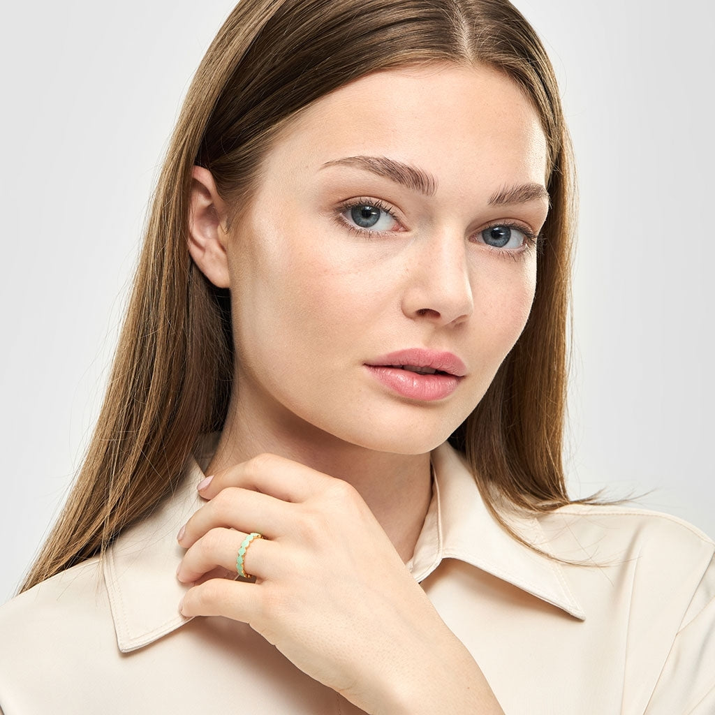 LULU Copenhagen Connected Circles bague Rings Seasalt Green