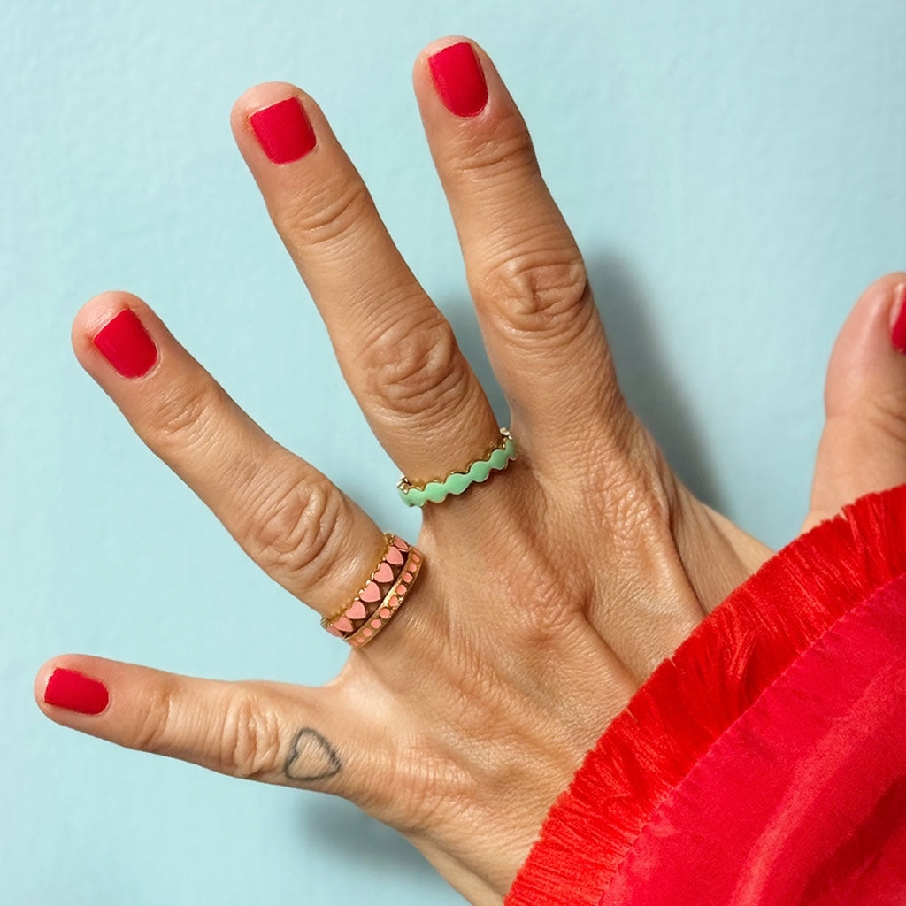 LULU Copenhagen Connected Hearts Anneau Rings Burnt Coral