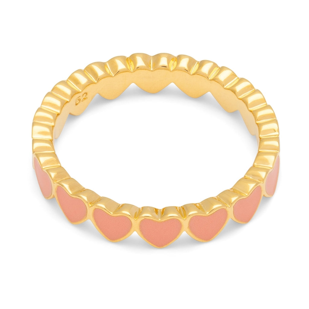 LULU Copenhagen Connected Hearts Anneau Rings Burnt Coral