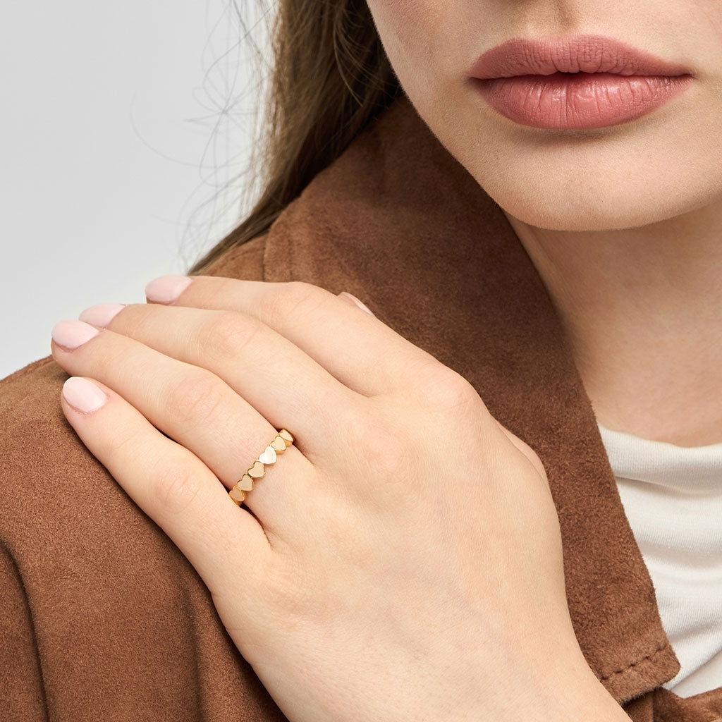 LULU Copenhagen Connected Hearts Anneau Rings Buttercream