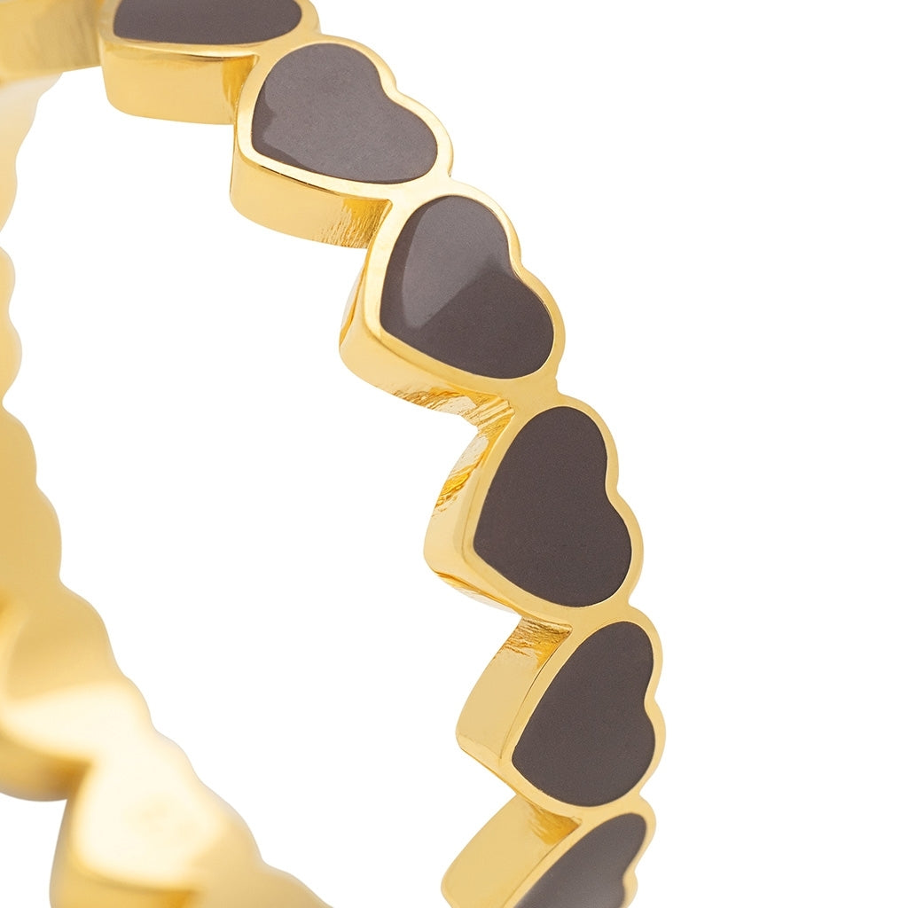 LULU Copenhagen Connected Hearts Anneau Rings Cocoa Powder