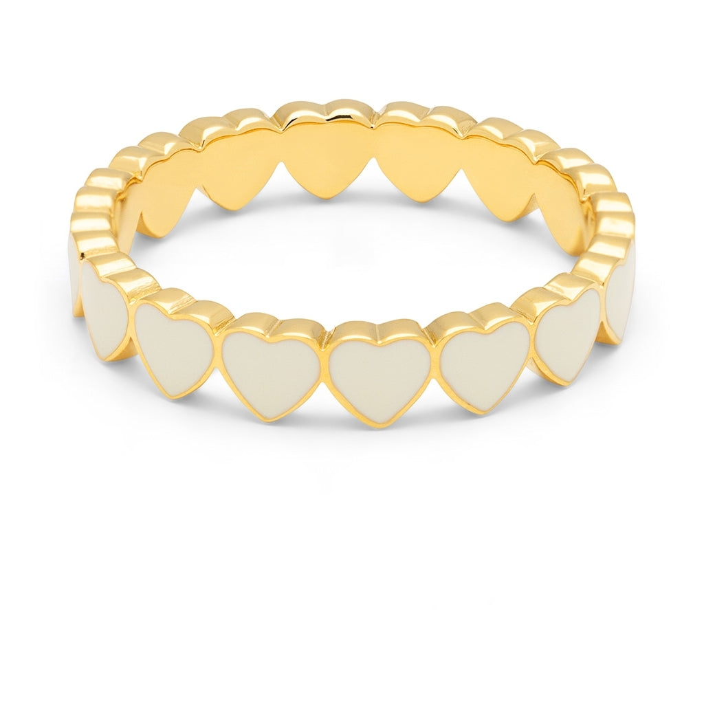 LULU Copenhagen Connected Hearts Anneau Rings Coconut Milk