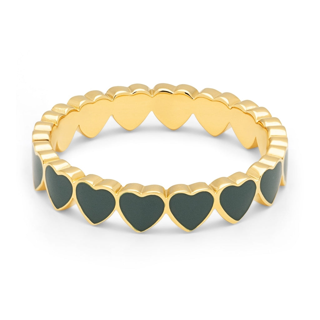 LULU Copenhagen Connected Hearts Anneau Rings North Sea Green