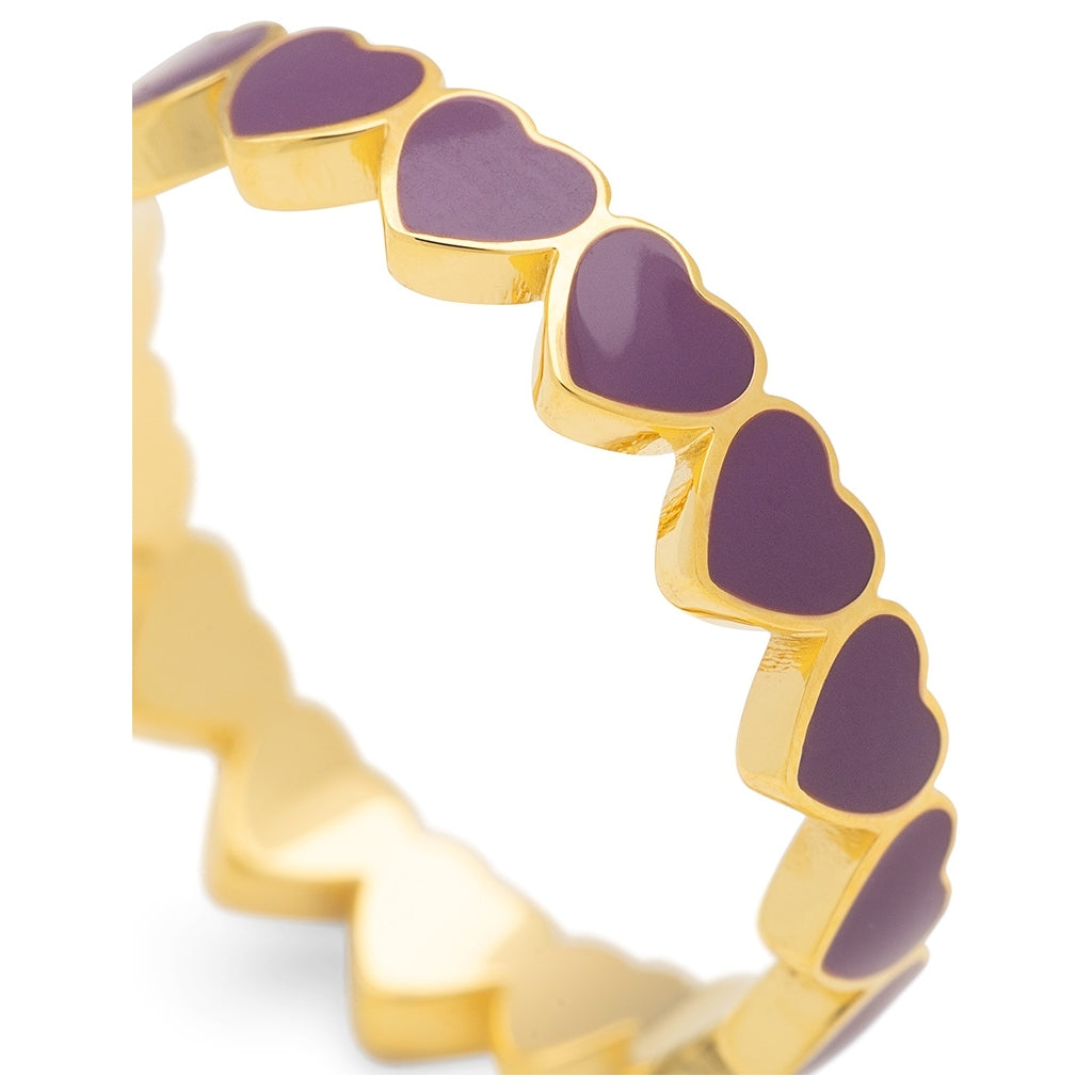 LULU Copenhagen Connected Hearts Anneau Rings Purple Harvest