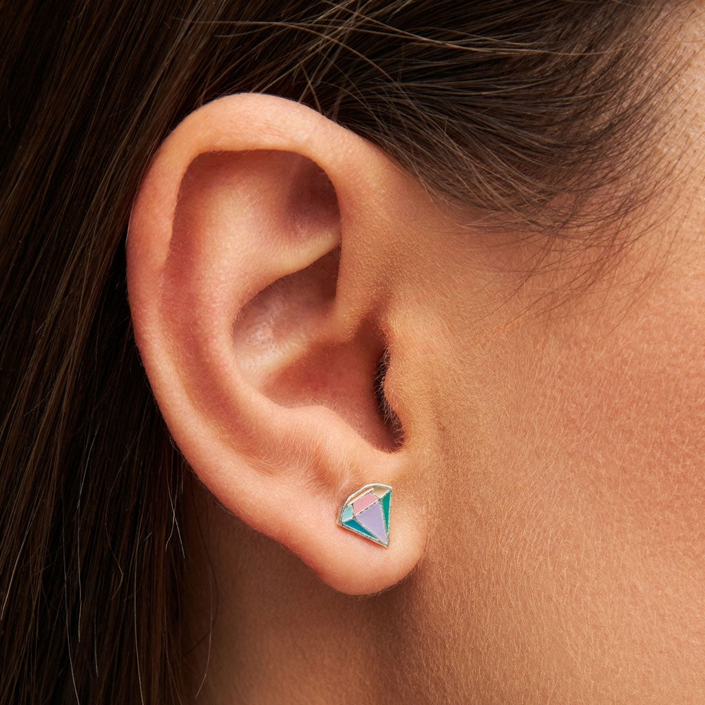 LULU Copenhagen Diamond Cut Large boucle d'oreille 1 pièce plaqué argent Ear stud, 1 pcs MULTI