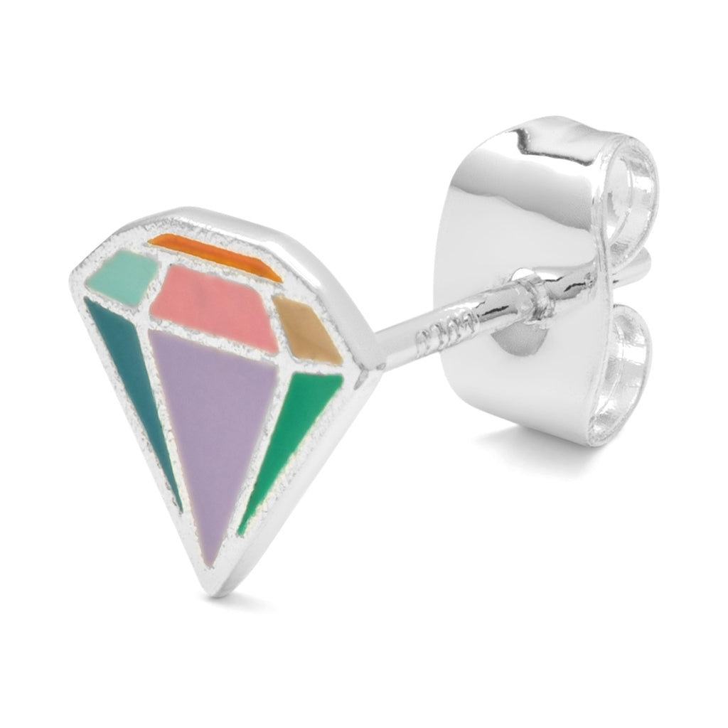 LULU Copenhagen Diamond Cut Large boucle d'oreille 1 pièce plaqué argent Ear stud, 1 pcs MULTI