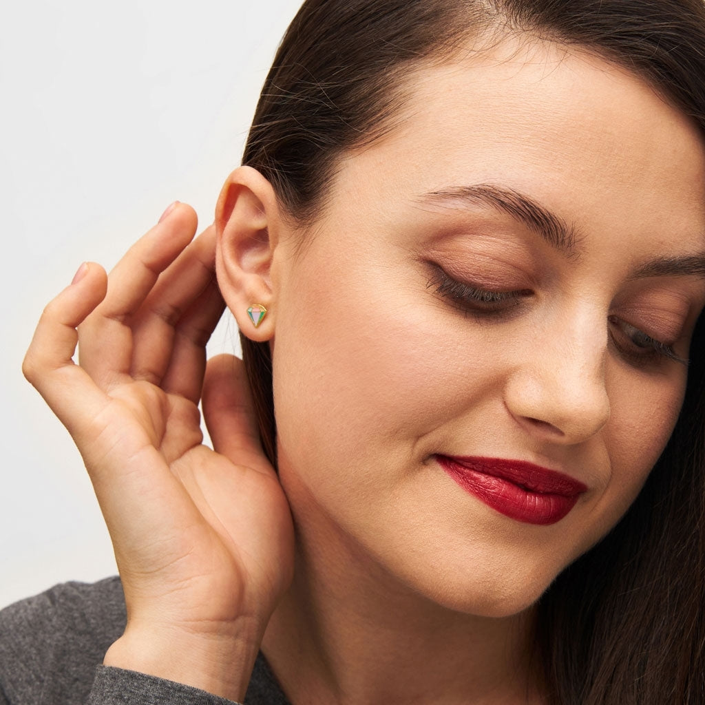 LULU Copenhagen Diamond Cut Large boucle d'oreille 1 pièce plaqué or Ear stud, 1 pcs MULTI