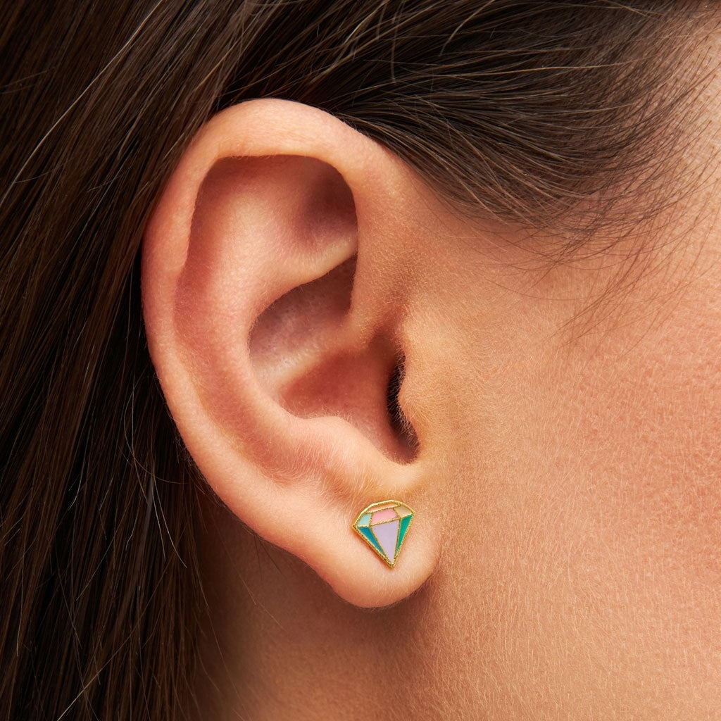 LULU Copenhagen Diamond Cut Large boucle d'oreille 1 pièce plaqué or Ear stud, 1 pcs MULTI