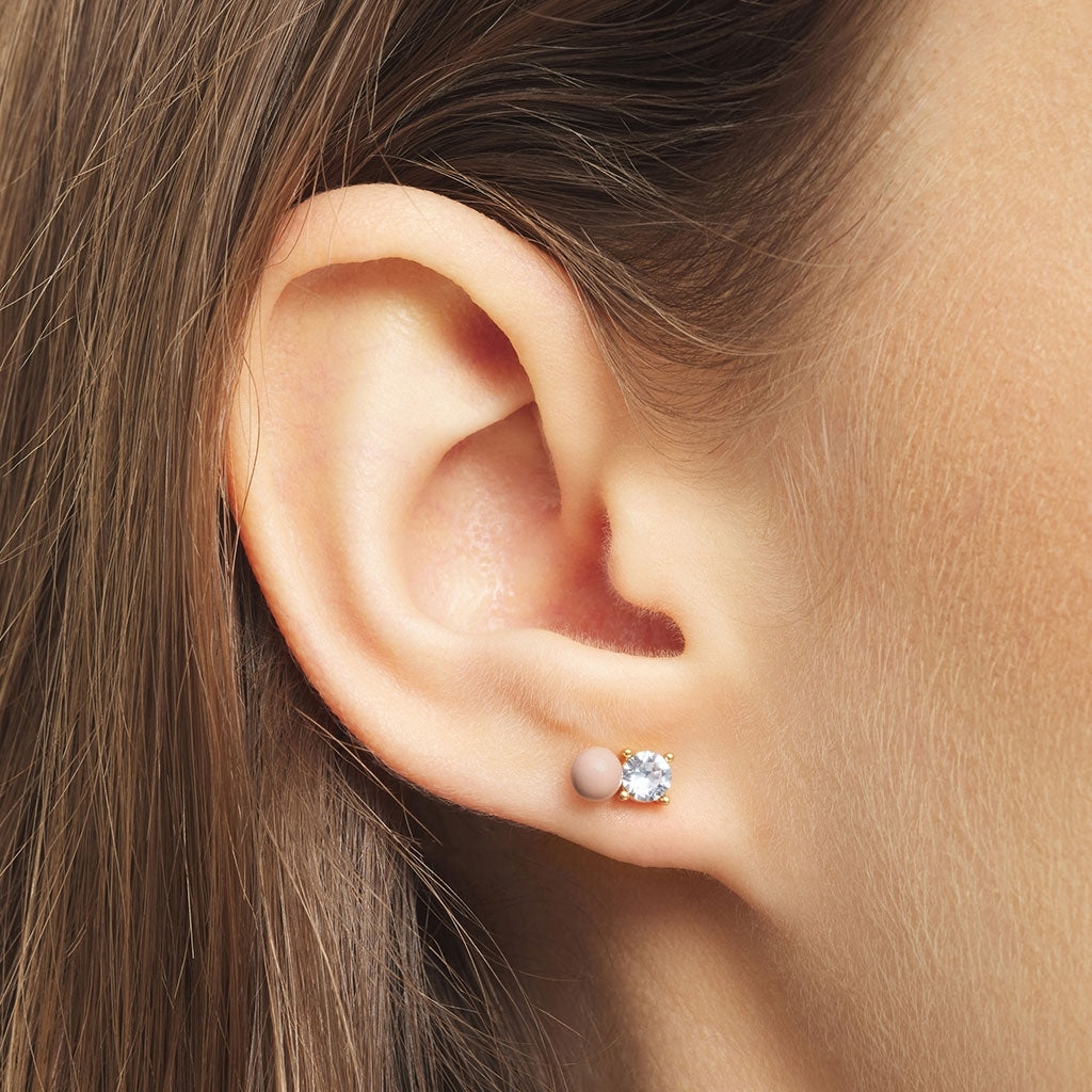LULU Copenhagen Diamond Eye 1pièce Ear stud, 1 pcs Dusty Peach/Crystal