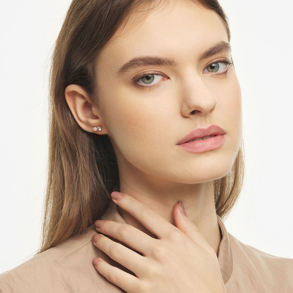 LULU Copenhagen Diamond Eye 1pièce Ear stud, 1 pcs Dusty Peach/Crystal