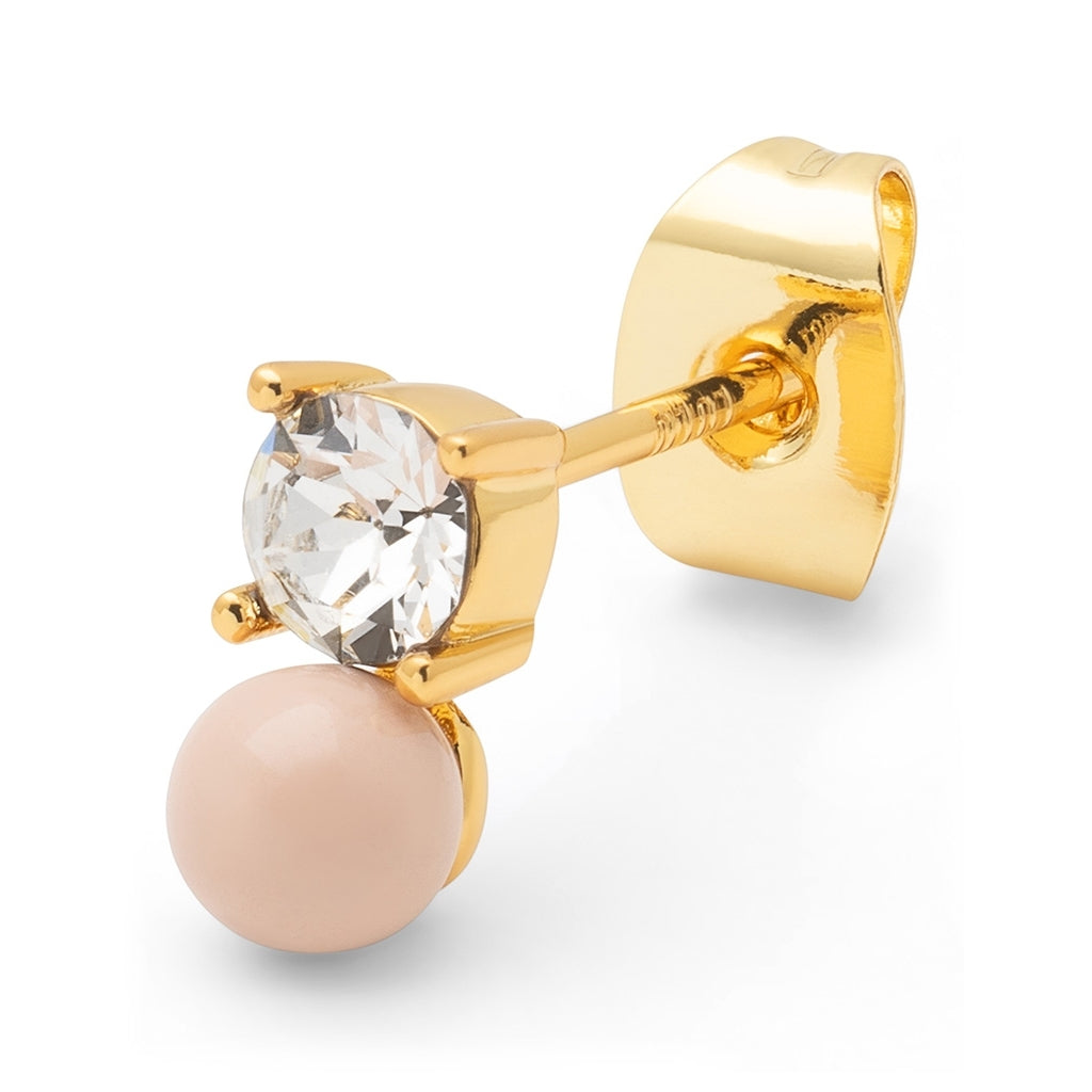 LULU Copenhagen Diamond Eye 1pièce Ear stud, 1 pcs Dusty Peach/Crystal