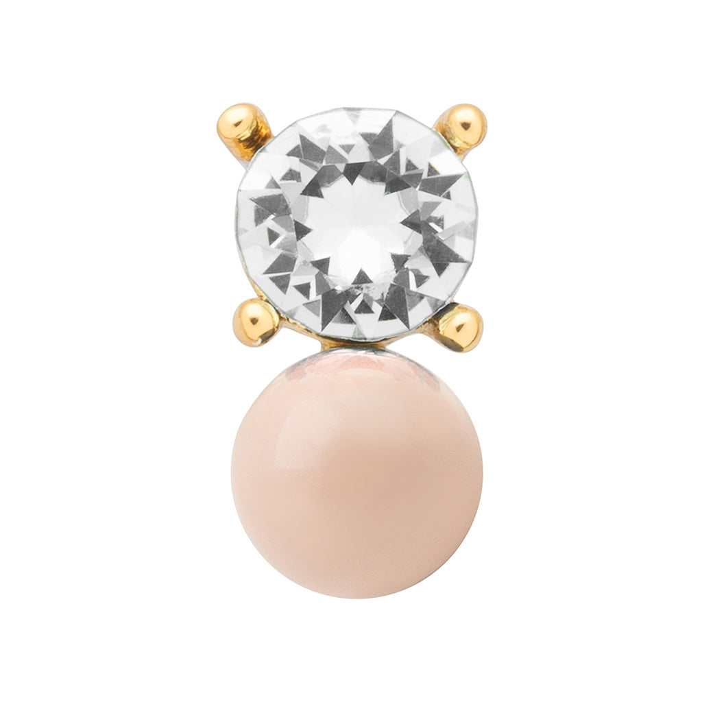 LULU Copenhagen Diamond Eye 1pièce Ear stud, 1 pcs Dusty Peach/Crystal
