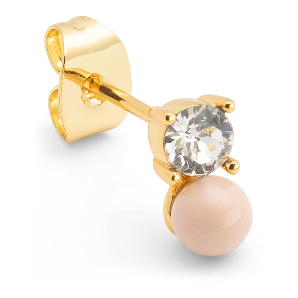 LULU Copenhagen Diamond Eye 1pièce Ear stud, 1 pcs Dusty Peach/Crystal