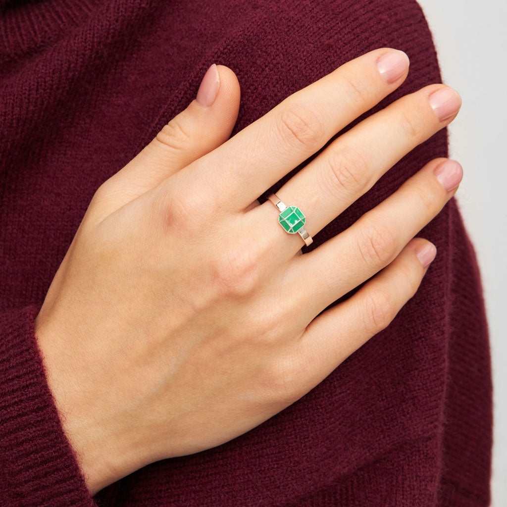 LULU Copenhagen Diamond Ring Large argent Rings Light Green
