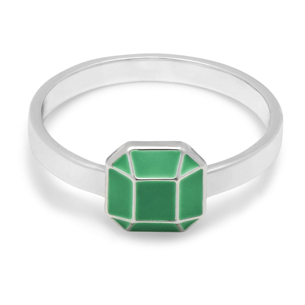 LULU Copenhagen Diamond Ring Large argent Rings Light Green