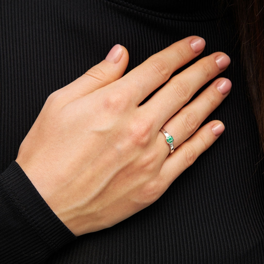 LULU Copenhagen Diamond Ring Large argent Rings Light Green