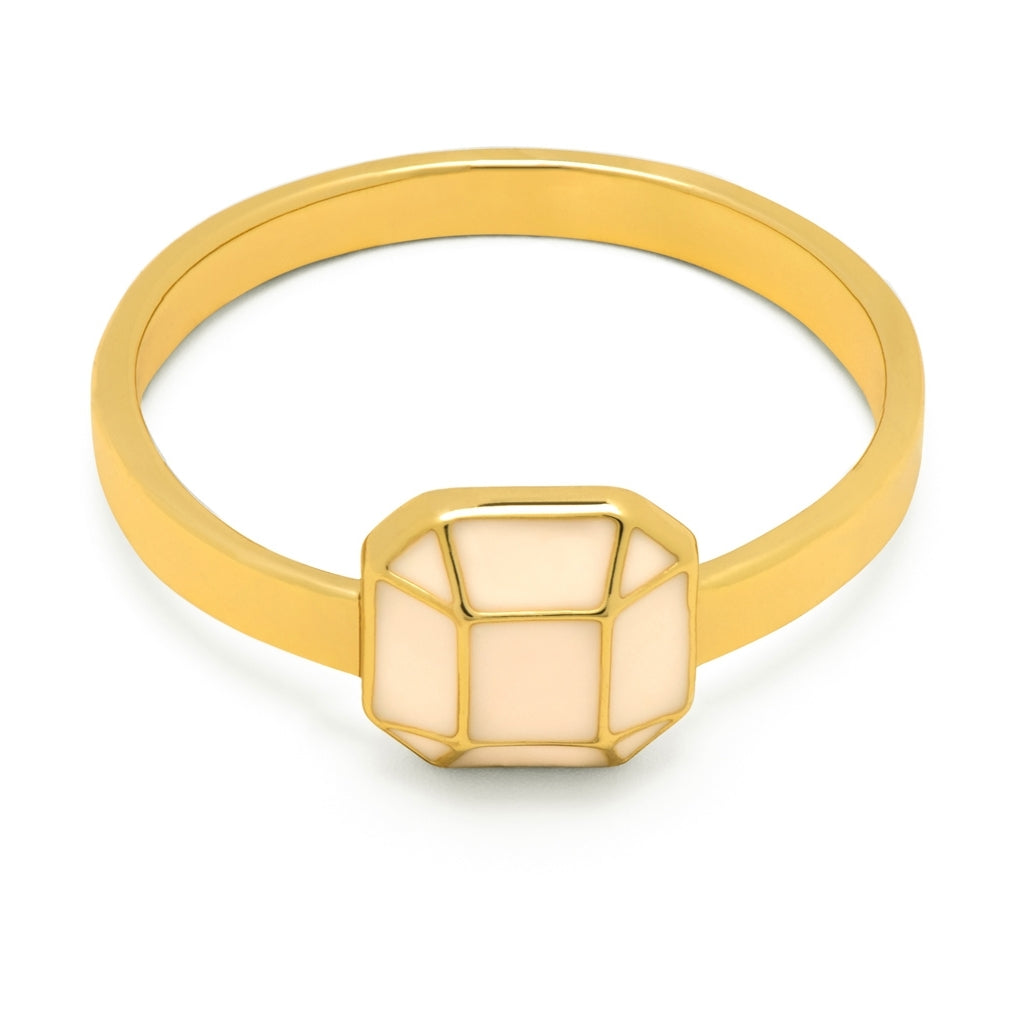 LULU Copenhagen Diamond Ring Large plaqué or Rings Buttercream
